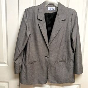 BFA Classics Black White Pocket Houndstooth 1 Button Blazer Size L